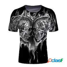 Mens T shirt Graphic Skull Round Neck Daily Going out Short