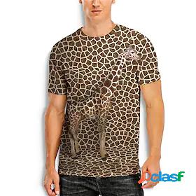 Men's T shirt Tee 3D Giraffe Animal 3D Print Round Neck