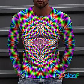 Men's T shirt Tee Optical Illusion 3D Print Crew Neck Street