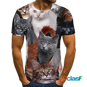 Mens T shirt Tee Shirt Animal 3D Print Round Neck Casual