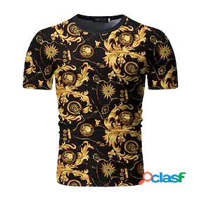 Mens T shirt Tee Shirt Geometric Round Neck Daily Going out