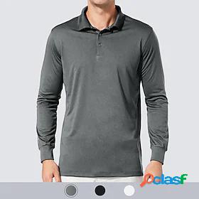 Mens T shirt Tee Shirt Solid Color Button Down Collar Street
