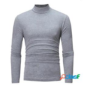 Mens T shirt Tee Solid Colored Round Neck Daily Long Sleeve