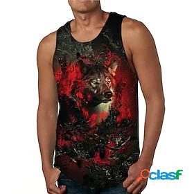 Mens Tank Top Undershirt Graphic Prints Wolf 3D Print Round