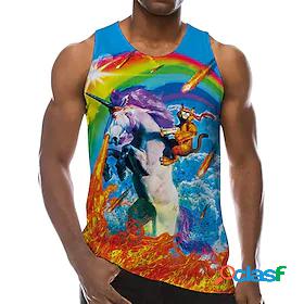 Mens Tank Top Undershirt Shirt Cat Unicorn Flamingo 3D Print