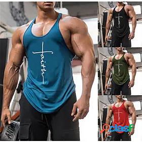 Mens Tank Top Vest Undershirt Letter Crew Neck Casual Daily