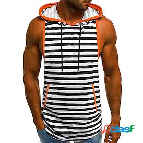 Mens Tank Top Vest Undershirt T shirt Tee Striped Hooded