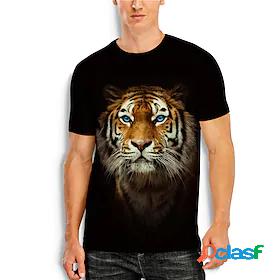 Mens Tee T shirt Tee 3D Tiger Animal 3D Print Round Neck