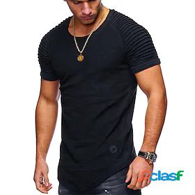 Mens Tee T shirt Tee Solid Color Crew Neck Sports Work Short