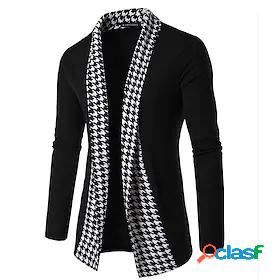 Mens Unisex Cardigan Houndstooth Check Check Pattern Knitted
