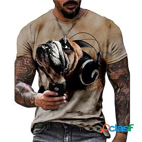 Mens Unisex T shirt Dog Graphic Prints Moon 3D Print Crew