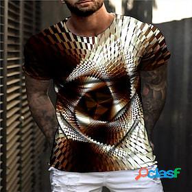 Mens Unisex T shirt Tee Optical Illusion Geometric Graphic