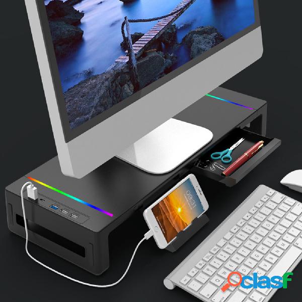 Monitor Stand Adjustable Width Monitor Riser with USB Hub,