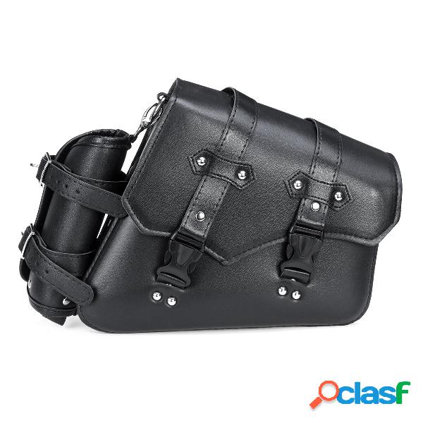 Motorcycle Saddle Bag PU Leather Waterproof Saddlebags Black