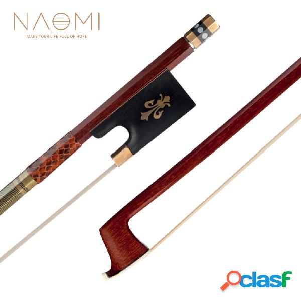 NAOMI 4/4 Violin Bow Pernambuco Stick W/ Ebony Frog Snake