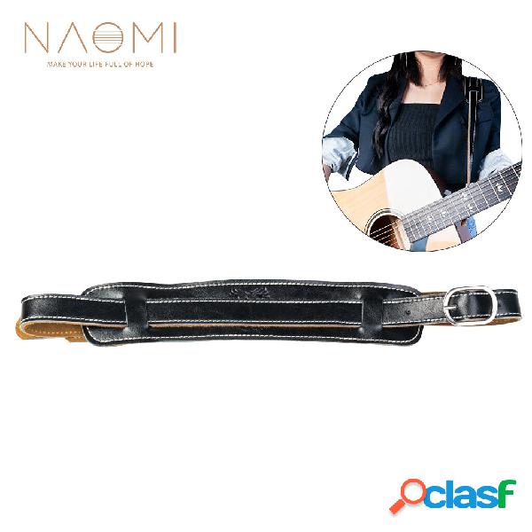 NAOMI Electric Guitar Strap Leather Black Adjustable