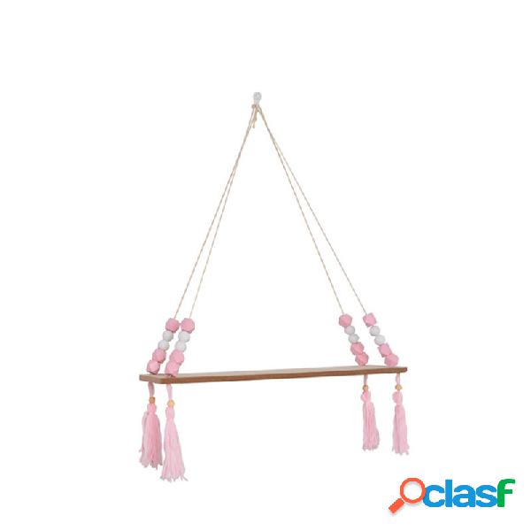 Nordic Wood Wall Mounted Shelf Beads Board Tassels Hanging