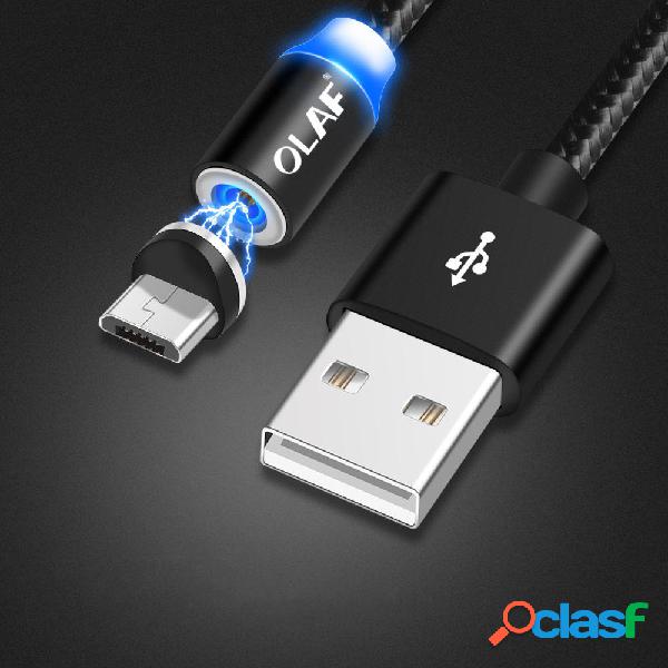 OLAF 2.1A Micro USB Type-C 360° Magnetic Nylon Weave Fast
