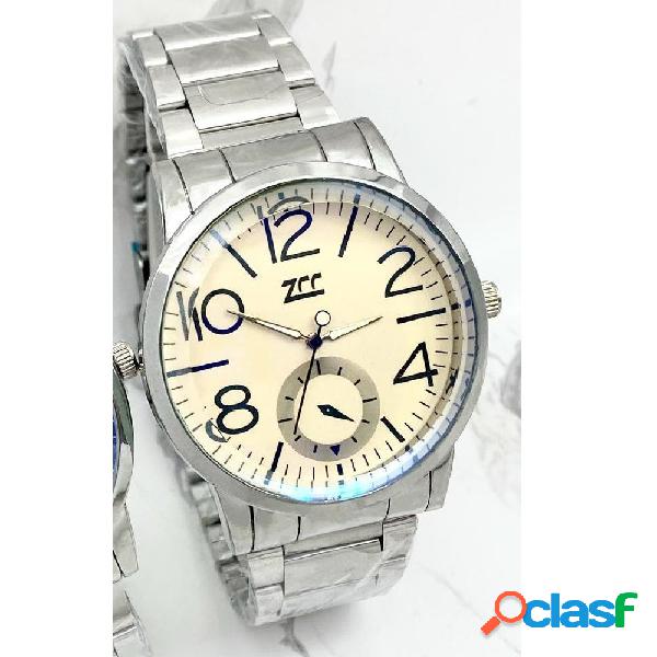 OROLOGIO POLSO ZCC UOMO ANALOGICO ACCIAIO SILVER CRONO