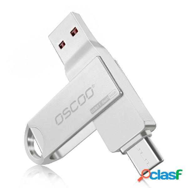 OSCOO 2-in-1 Type-C USB3.1 GEN1 Flash Drive 360° Rotation