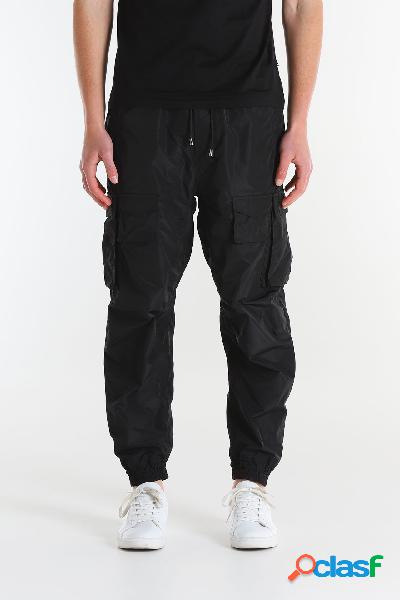 Pantalone tecnico coulisse e tasconi oversize nero
