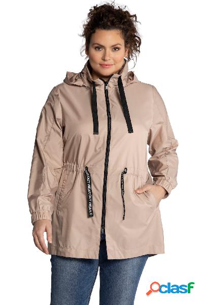 Parka, laccetti con scritte, cappuccio, coulisse in vita,