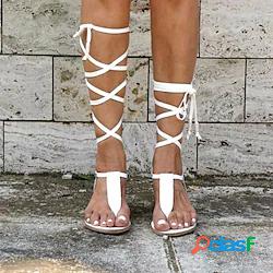 Per donna Sandali Sandali con lacci Boho Piatto Punta tonda