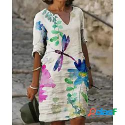 Per donna Vestito a trapezio Abito al ginocchio Bianco Mezza