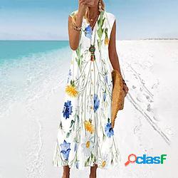 Per donna Vestito a trapezio Vestito maxi Bianco Senza