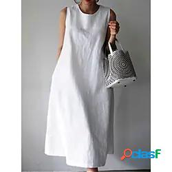 Per donna Vestito a trapezio Vestito maxi Bianco Senza