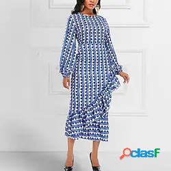 Per donna Vestito tubino Vestito maxi Azzurro Manica lunga