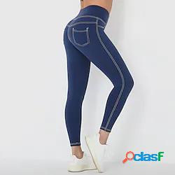 Per donna Vita alta Pantaloni da yoga Jeggings Tasche Ghette