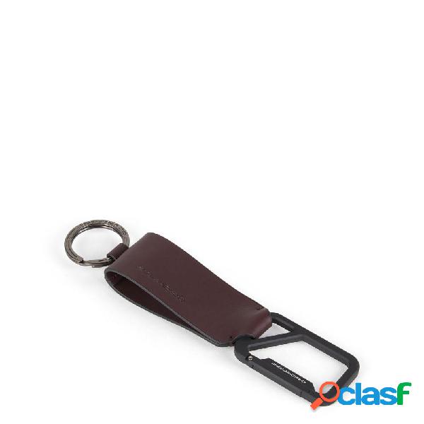 Piquadro pqj portachiavi un anello con moschettone bordeaux