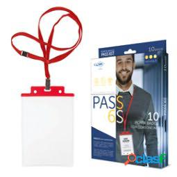 Portanome Pass 6S-P - cordoncino rosso - 10 x 15 cm (A6) -