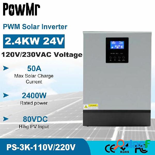 PowMr 3KVA 2400W Solar Inverter 24V 110V 220V Hybr1d