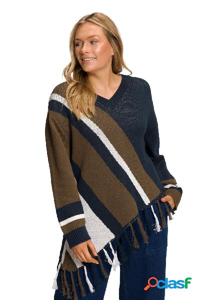 Pullover in cotone biologico con orlo a punte, scollo a V e