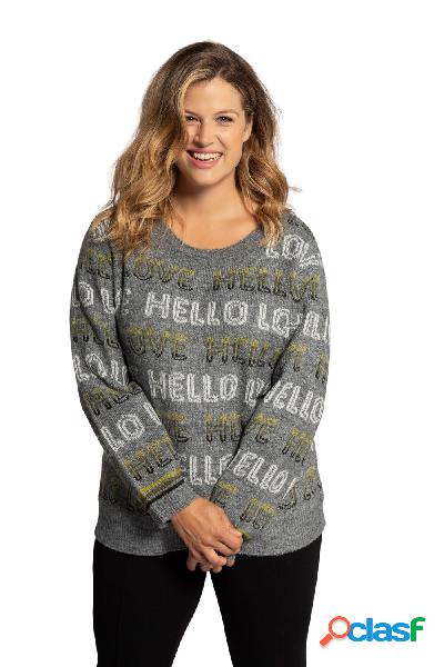 Pullover, morbida maglia Jacquard, fantasia con scritte,