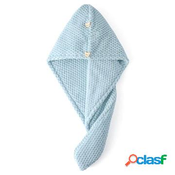 Quick Drying Double-Layered Turban Hair Towel - Blue