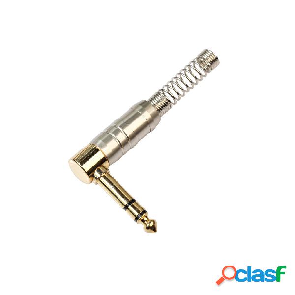 REXUS Gold Plated 90 Degrees 6.35MM Jack Male Plug Stereo