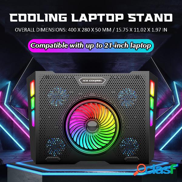 RGB 5-Gear Angle Adjustable Macbook Cooling Stand Dual USB