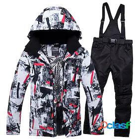 RIVIYELE Mens Ski Jacket with Bib Pants Ski Suit Outdoor