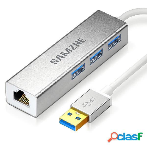 SAMZHE 3 Port USB3.0 Hub Splitter RJ45 Gigabit Ethernet
