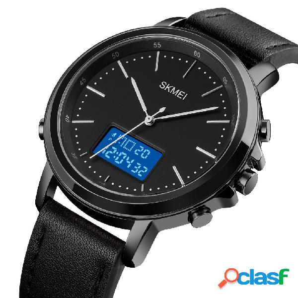 SKMEI 1652 Leather Alarm Stopwatch Sport Watch Luminous