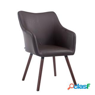 Sedia Sala dAttesa GREG, Gambe in Quercia color Noce, Pelle
