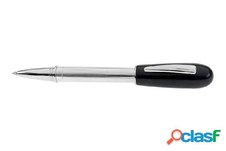Settelaghi Penna roller argento rigato nero argento nero
