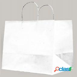Shopper in carta - maniglie cordino - 32x20x33 cm - bianco -