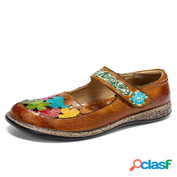 Socofy Genuine Leather Hand Made Retro Ethnic Colorful