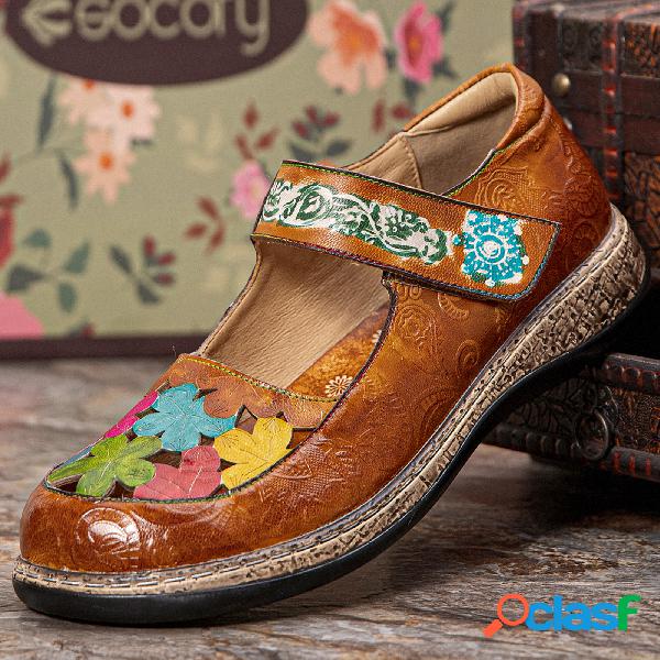 Socofy Genuine Leather Hand Made Retro Ethnic Colorful