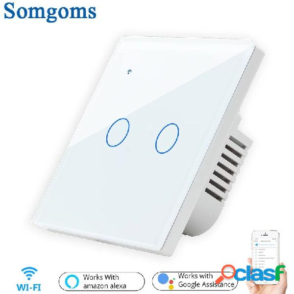 Somgoms SM-21W-EU Tuya WiFi Wireless 2Gang 2 Way Smart Wall