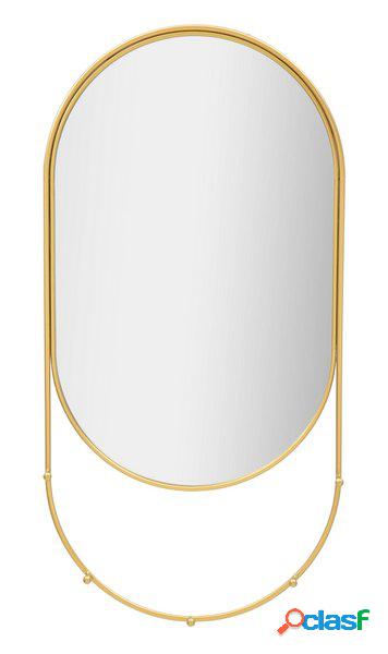 Specchiera da Parete Ovale con Appendiabiti Oro per Ingressi